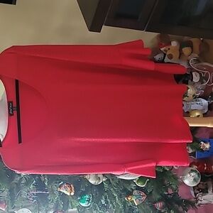 Slinky Brand Ladies Red Sparkle Blouse Size XL